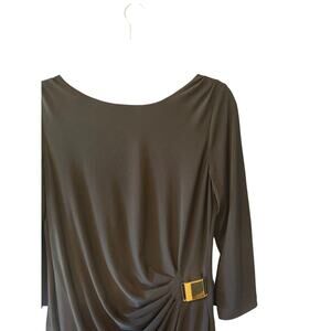 Tahari | Black Levine 3/4 Sleeve Ruched Wiggle Dress | Size Medium